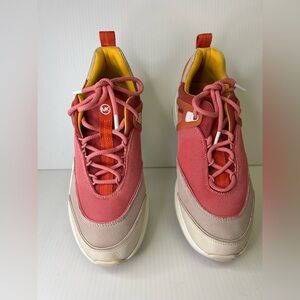 “Michael Kors” Women's Coral Pink Canvas & Leather Sneakers Size 10